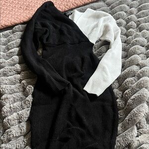Express Black and White Off-the-Shoulder Sweater